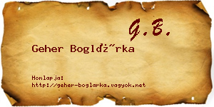 Geher Boglárka névjegykártya
